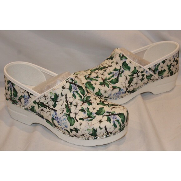 NIB Dansko Women's Professional Leather Wood Heel Clog White Blossom EU 40 - Picture 5 of 6